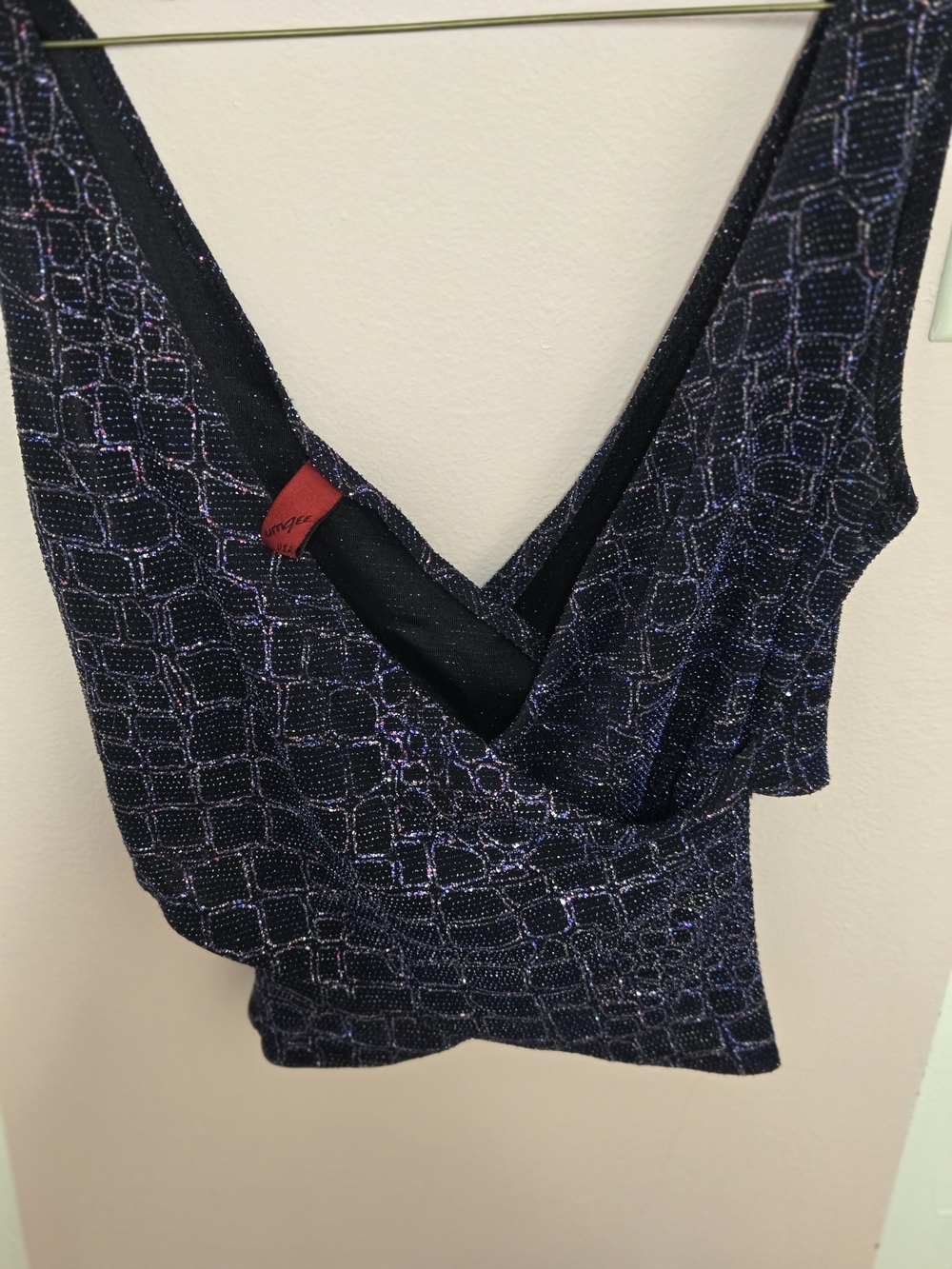 Liz Claiborne Navy Sparkle Deep V Bandeau Top